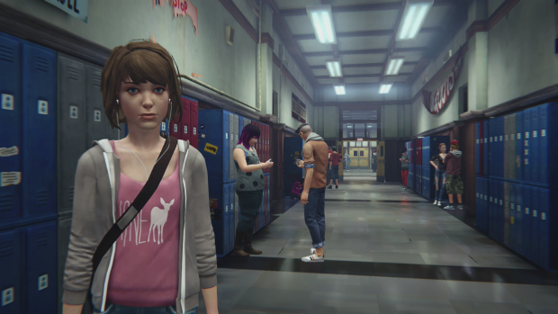 Im Gang der Schule begegnet Max einigen wenigen Freunden... (Screenshot: Golem.de)